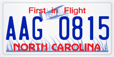 NC license plate AAG0815