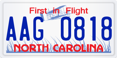 NC license plate AAG0818