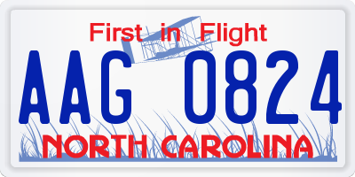 NC license plate AAG0824