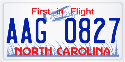 NC license plate AAG0827