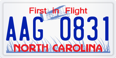 NC license plate AAG0831