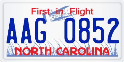 NC license plate AAG0852