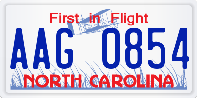 NC license plate AAG0854