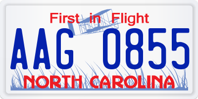 NC license plate AAG0855