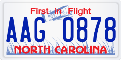 NC license plate AAG0878