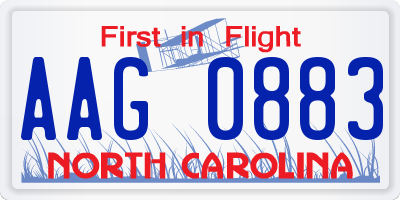 NC license plate AAG0883