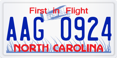 NC license plate AAG0924