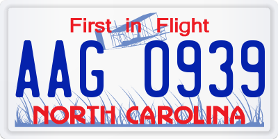 NC license plate AAG0939