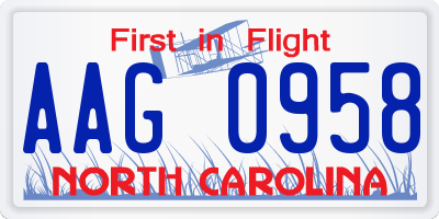 NC license plate AAG0958