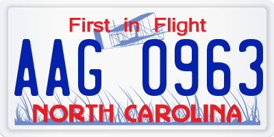 NC license plate AAG0963