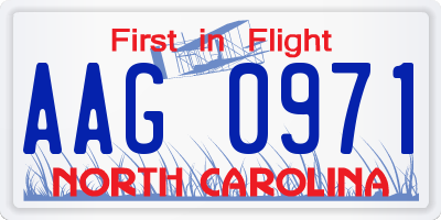 NC license plate AAG0971