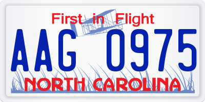 NC license plate AAG0975
