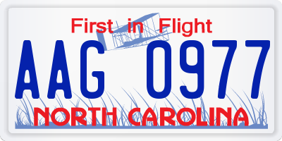 NC license plate AAG0977
