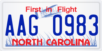 NC license plate AAG0983