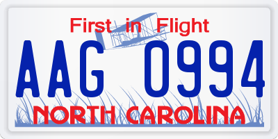 NC license plate AAG0994