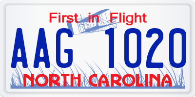 NC license plate AAG1020