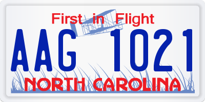 NC license plate AAG1021