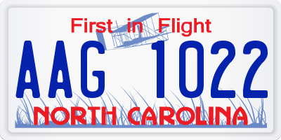 NC license plate AAG1022