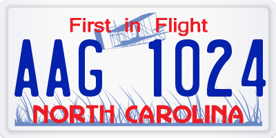 NC license plate AAG1024
