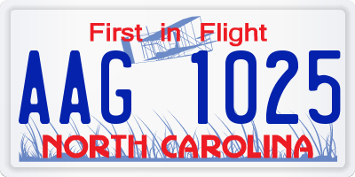 NC license plate AAG1025