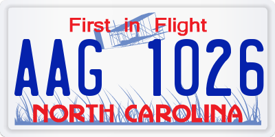 NC license plate AAG1026