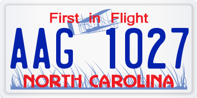 NC license plate AAG1027
