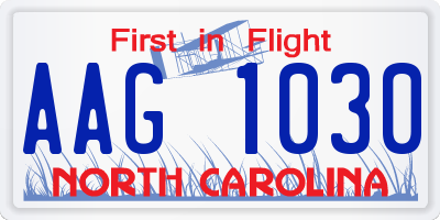 NC license plate AAG1030