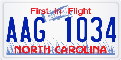 NC license plate AAG1034