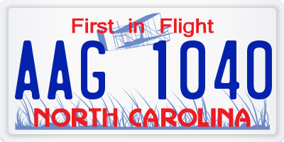 NC license plate AAG1040