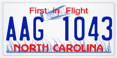 NC license plate AAG1043