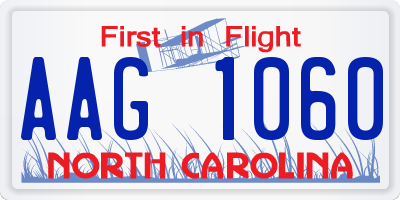 NC license plate AAG1060