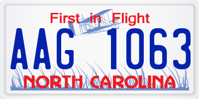NC license plate AAG1063
