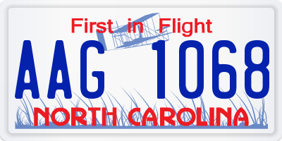 NC license plate AAG1068