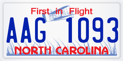 NC license plate AAG1093