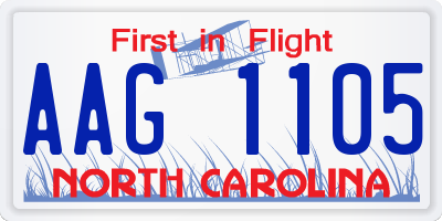 NC license plate AAG1105