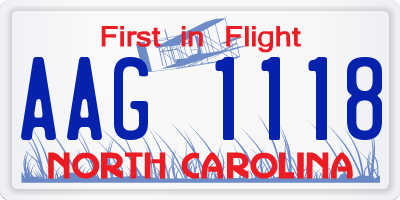 NC license plate AAG1118