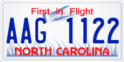 NC license plate AAG1122