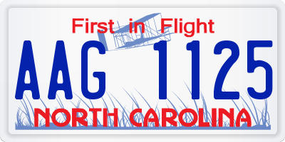 NC license plate AAG1125