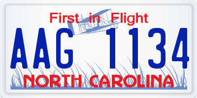 NC license plate AAG1134