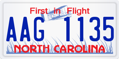 NC license plate AAG1135