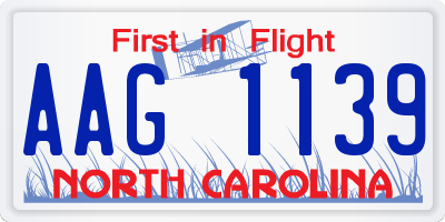 NC license plate AAG1139