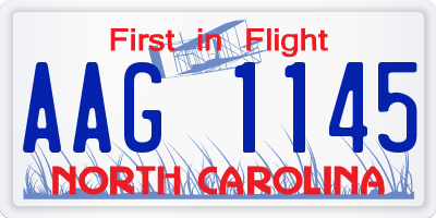 NC license plate AAG1145