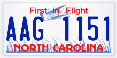 NC license plate AAG1151