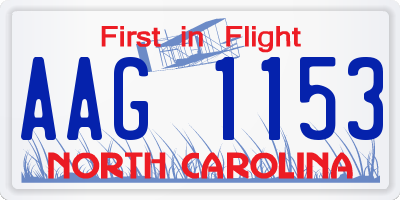 NC license plate AAG1153