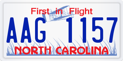 NC license plate AAG1157