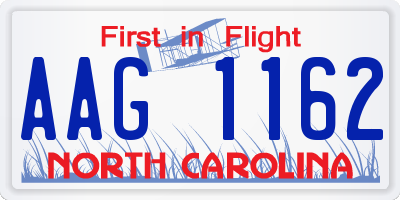 NC license plate AAG1162