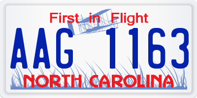 NC license plate AAG1163
