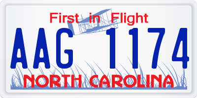 NC license plate AAG1174