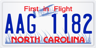 NC license plate AAG1182
