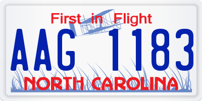 NC license plate AAG1183